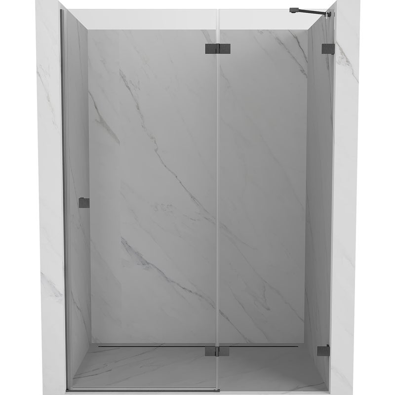 Mexen Lunar drzwi prysznicowe uchylne prawe 135 cm, transparent, gun gray szczotkowany - 834-135-000-66-00-P