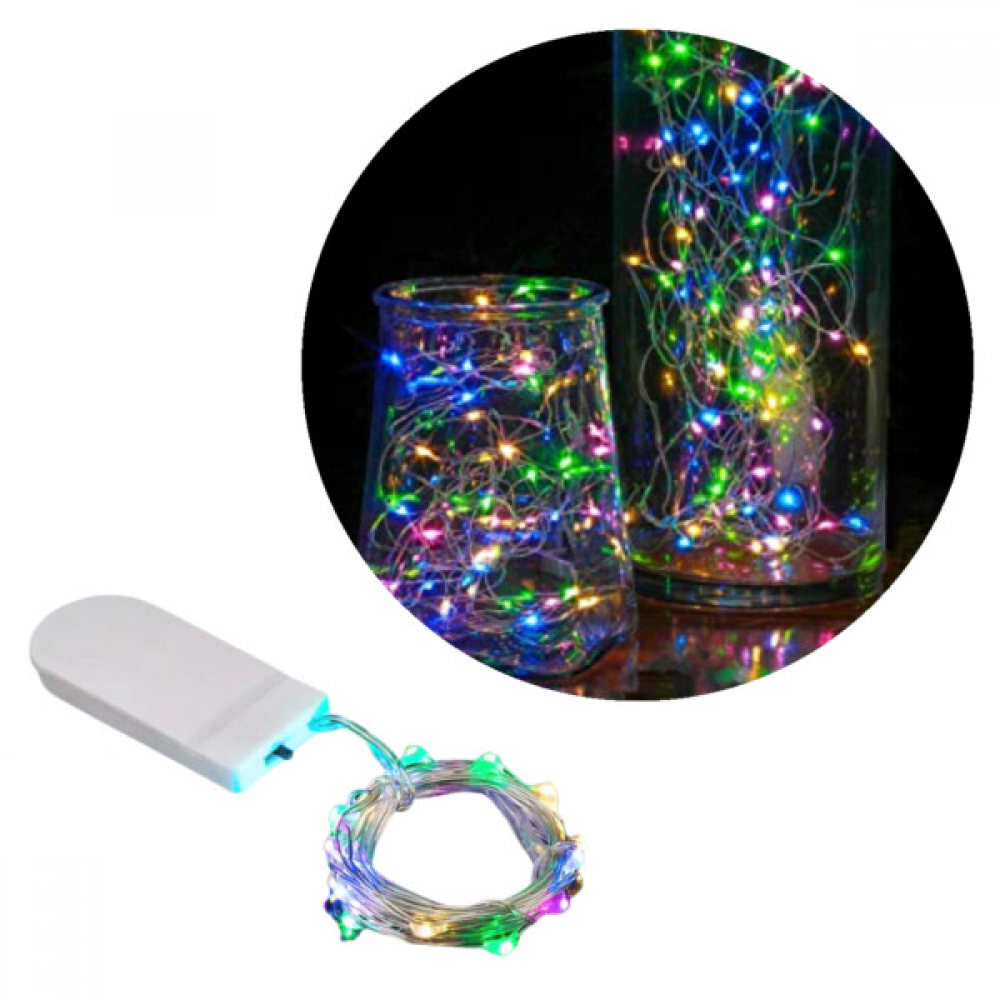 Miniaturowe, 3-metrowe lampki LED, wielokolorowe, zasilane bateriami