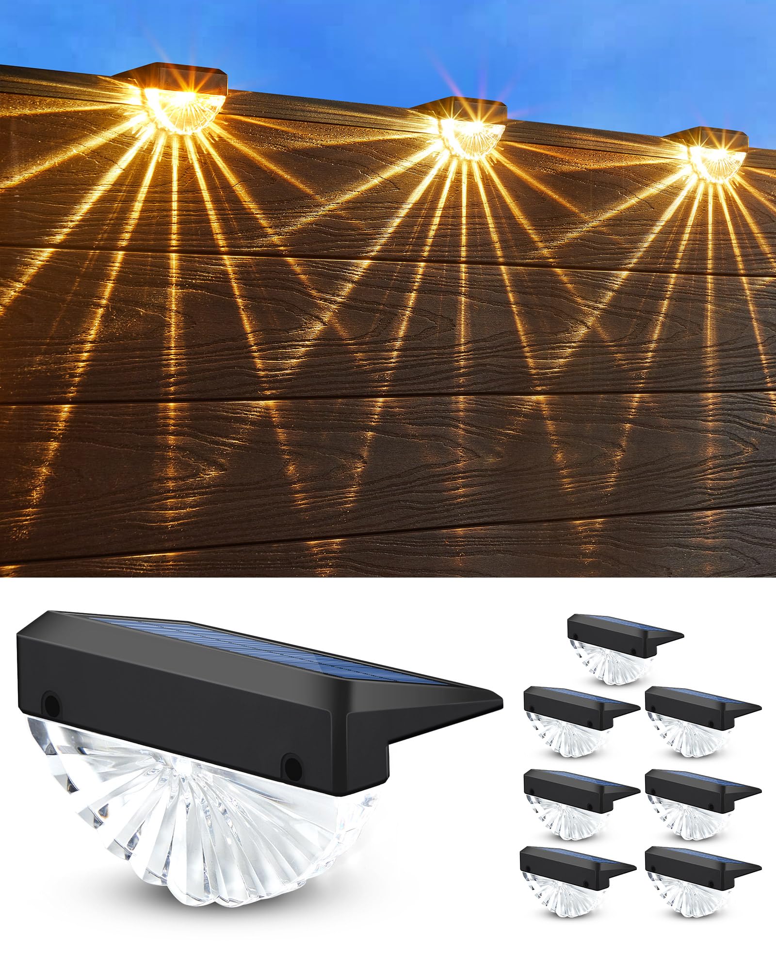 Zestaw solarnych lamp ogrodzeniowych dwukolorowe oświetlenie schodowe wodoodporne oświetlenie zewnętrzne do ogrodów na tarasy i do barów