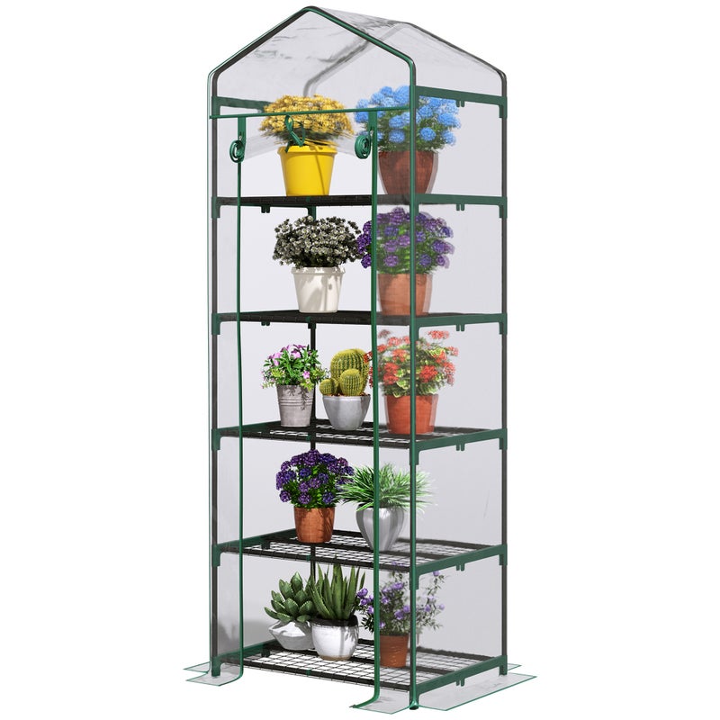 Szklarnia balkonowa z PVC 5-piętrowa, poszycie 135 g/m², rama stalowa, przezroczysta