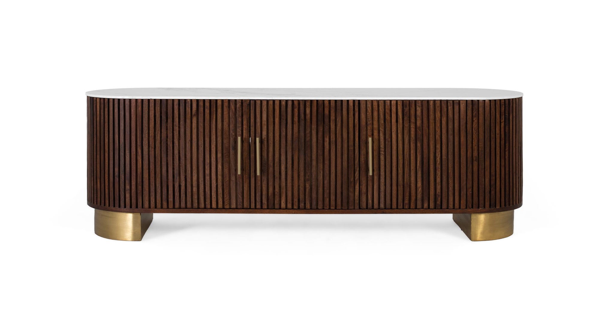 Szafka RTV z drewna mango 160 cm, styl nowoczesny art déco - 51x160x40 GYC