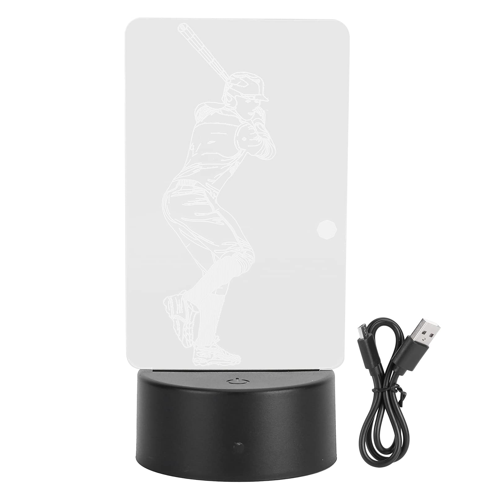 Lampka nocna z motywem gracza baseballu dotykowa USB lub zasilana bateriami łatwa w użyciu siedem kolorów średnica podstawy cm Dla dzieci Materiał