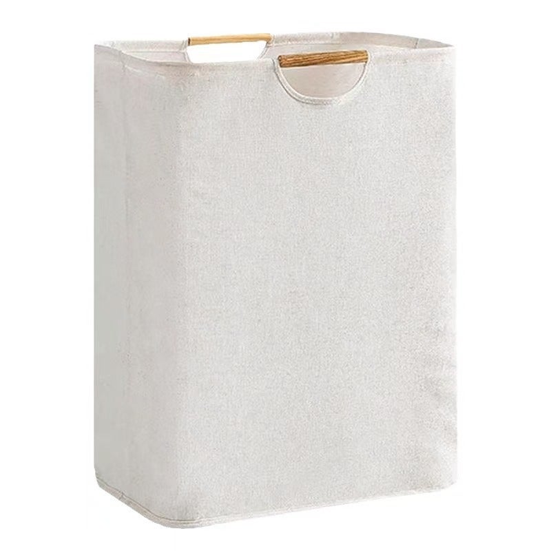 Kosz na pranie z bawełny - worek na pranie - z uchwytem - 40x30x60cm - wytrzymały - duża pojemność - składany - biały