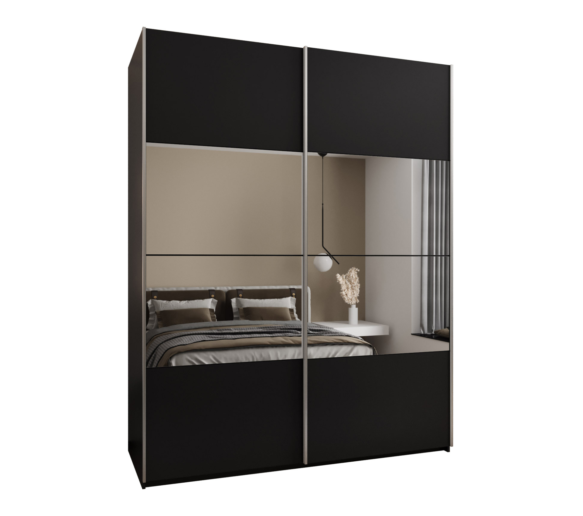 Szafa przesuwna wysoka Lux 4 200 x 64 x 245,5 cm czarny + czarny + u. srebrny - Abiks Meble