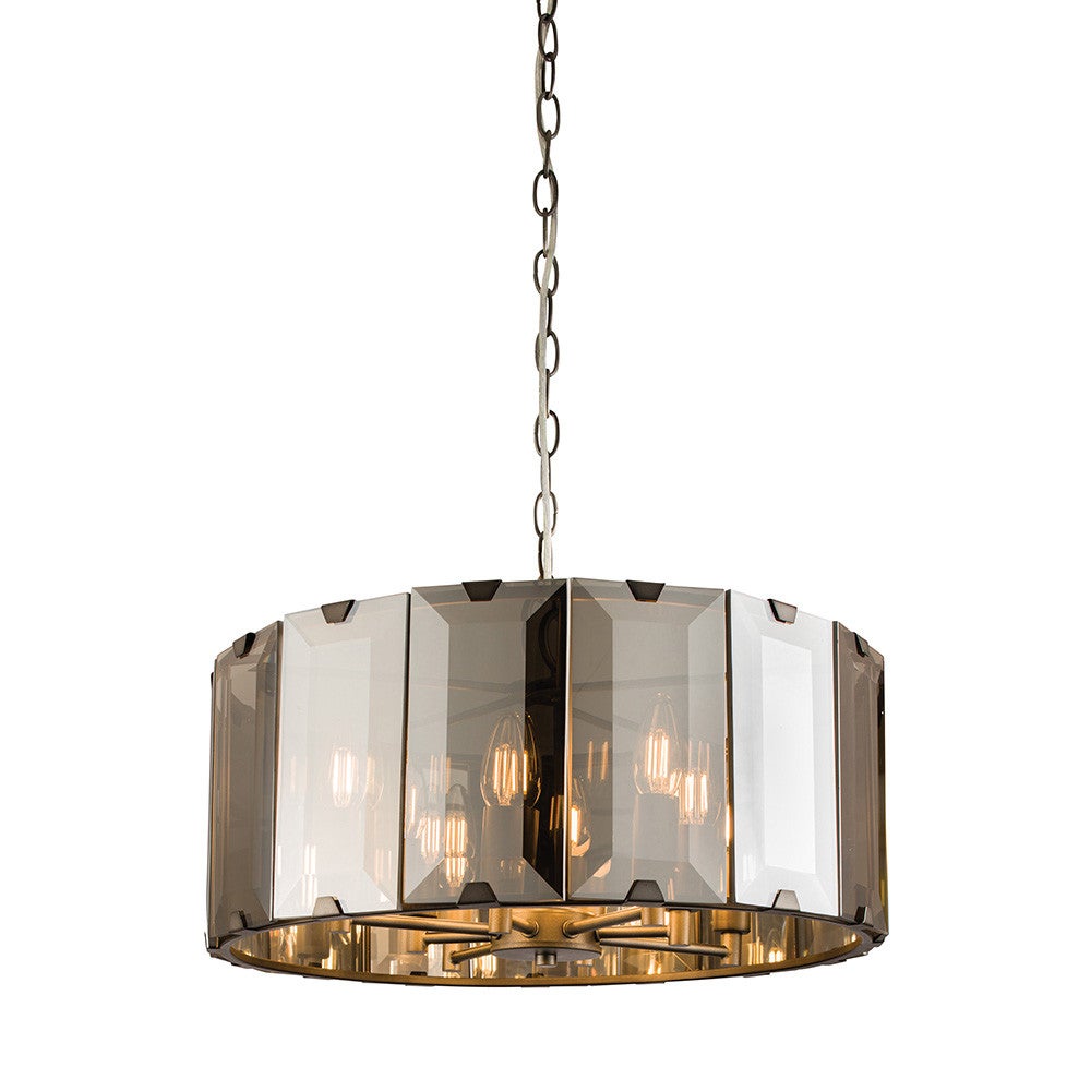 Lampa wisząca szklana dymiona świecznikowa duża panelowa 8xE14 40W CLOONEY Endon