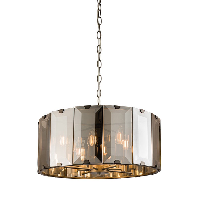 Lampa wisząca szklana dymiona świecznikowa duża panelowa 8xE14 40W CLOONEY Endon