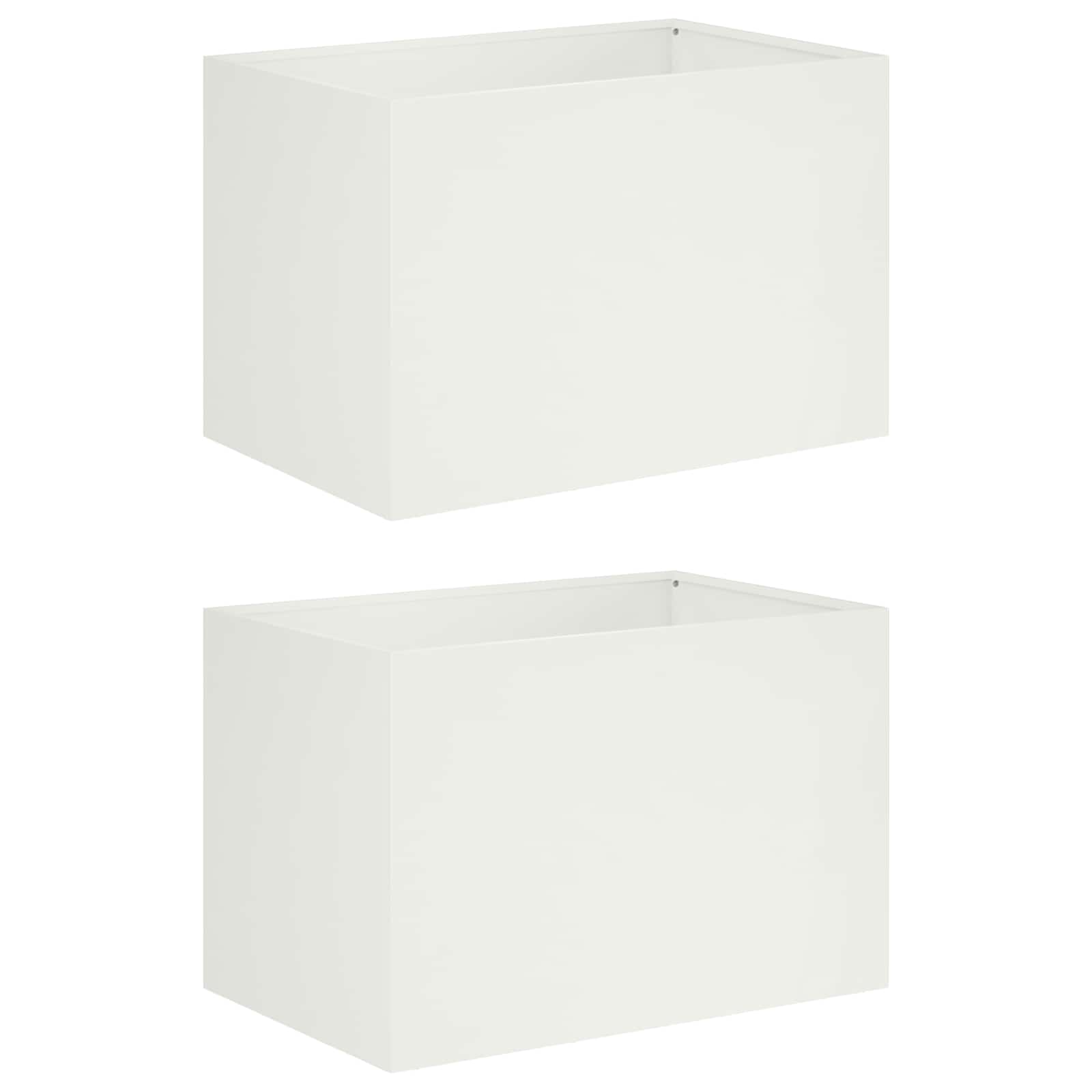 2x Donica Ogrodowa Stalowa 60x40x40 cm Biała na Taras na Balkon na Kwiaty