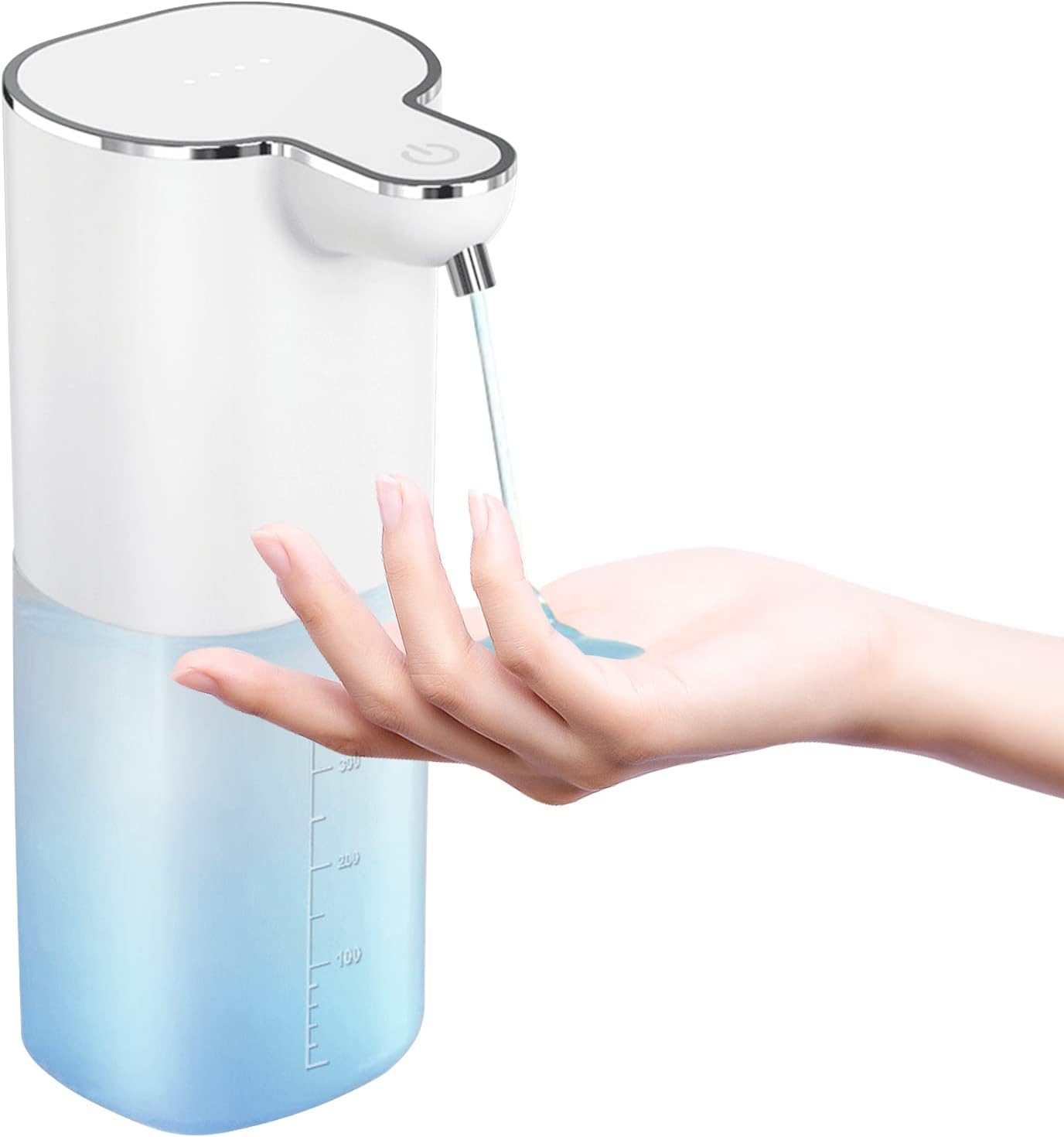 Automatyczny dozownik mydła 400 ml, bezdotykowy dozownik mydła i płynu, ładowany przez USB, 4 regulowane poziomy