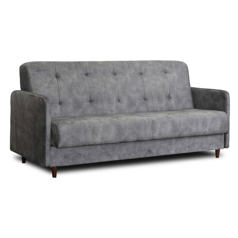 Sofa z Funkcją Spania TIVOLI Wersalka Rozkładana Dwuosobowa Szara Welurowa