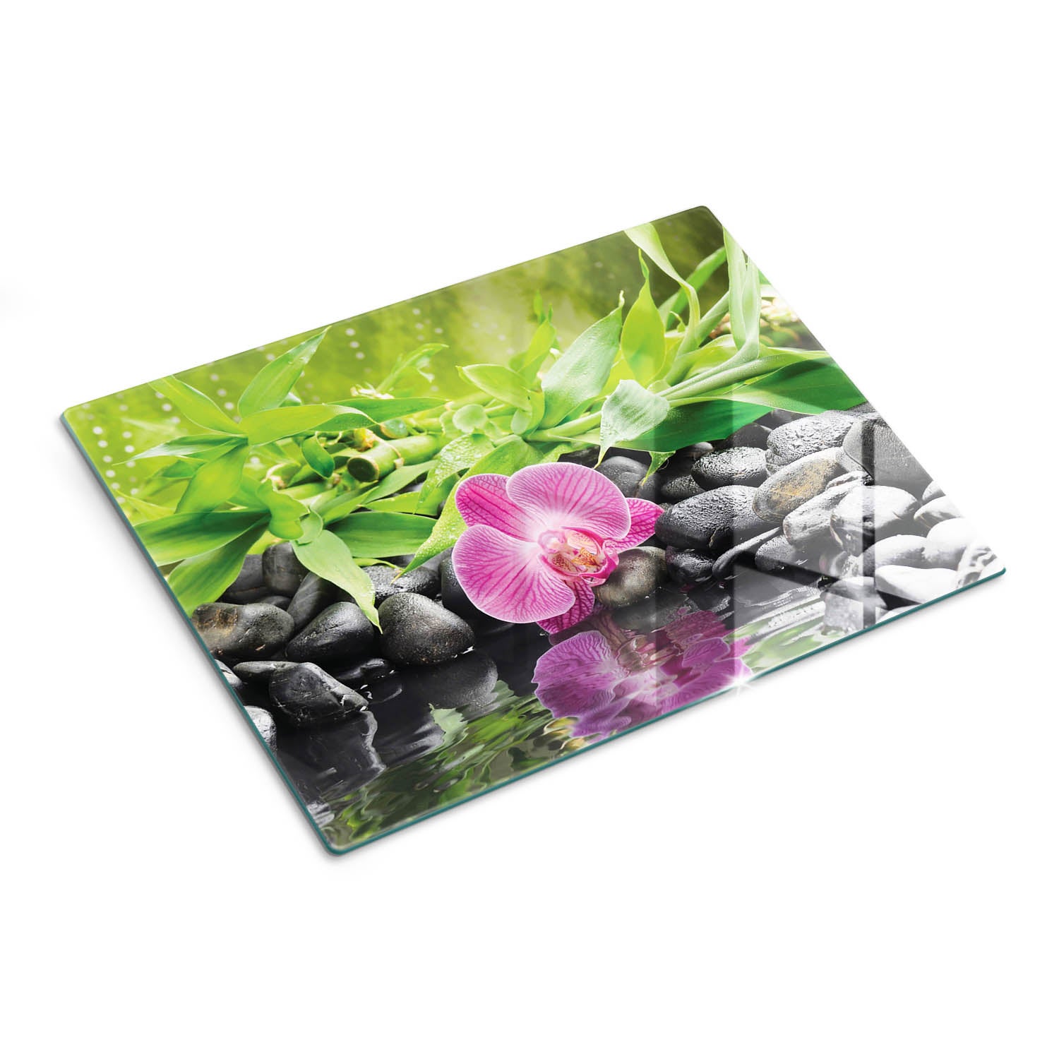 Deska kuchenna ze szkła hartowanego z grafiką - Orchidea i Woda - 30x40 - Tulup