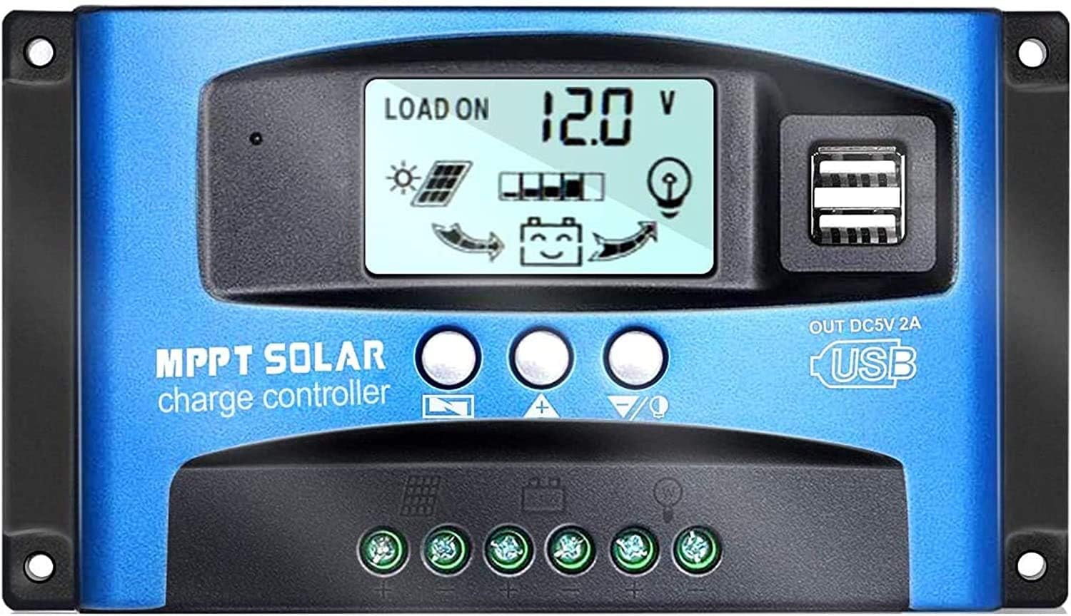 Regulator ładowania paneli słonecznych 40A z automatycznym śledzeniem punktu mocy 12V 24V z podwójnym portem USB Wyświetlacz LCD Wanderer