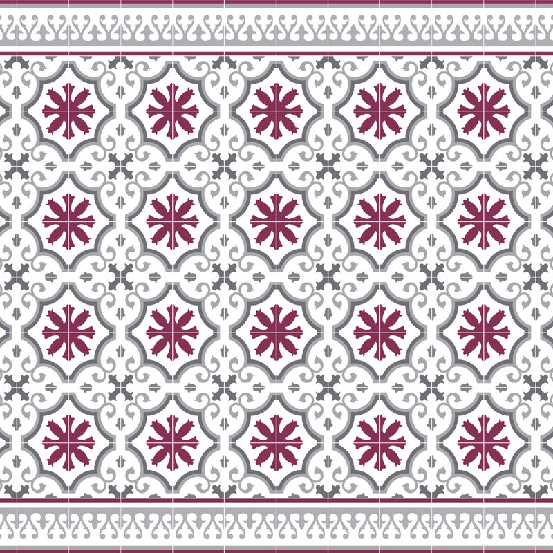 Dywan winylowy CLOÉ 133x200 cm - antypoślizgowy PVC, winylowy do kuchni lub salonu, zmywalny, styl hydrauliczny