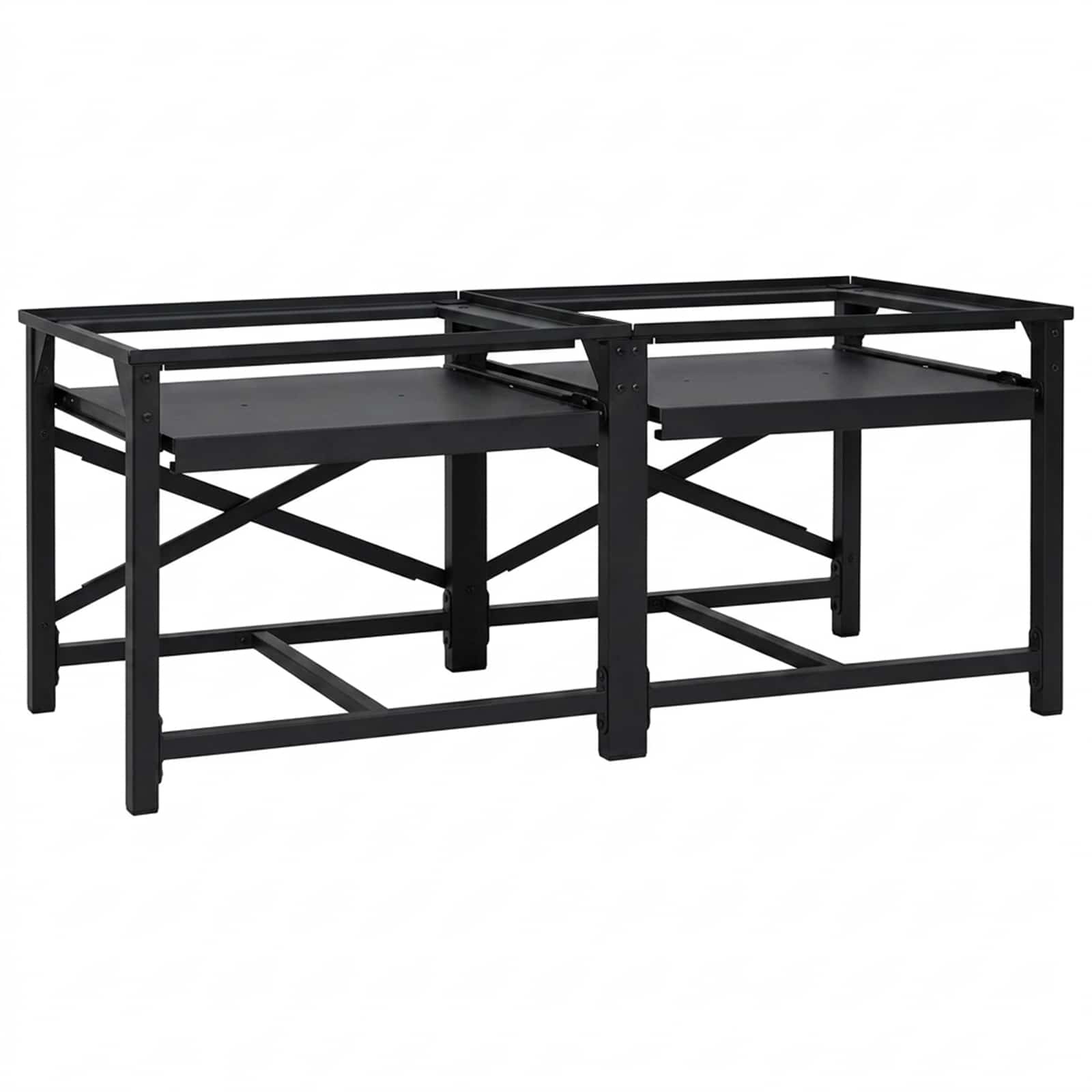 Podstawka na Pralkę 2 pcs Czarny 120 x 56 x 52 cm Stal vidaXL