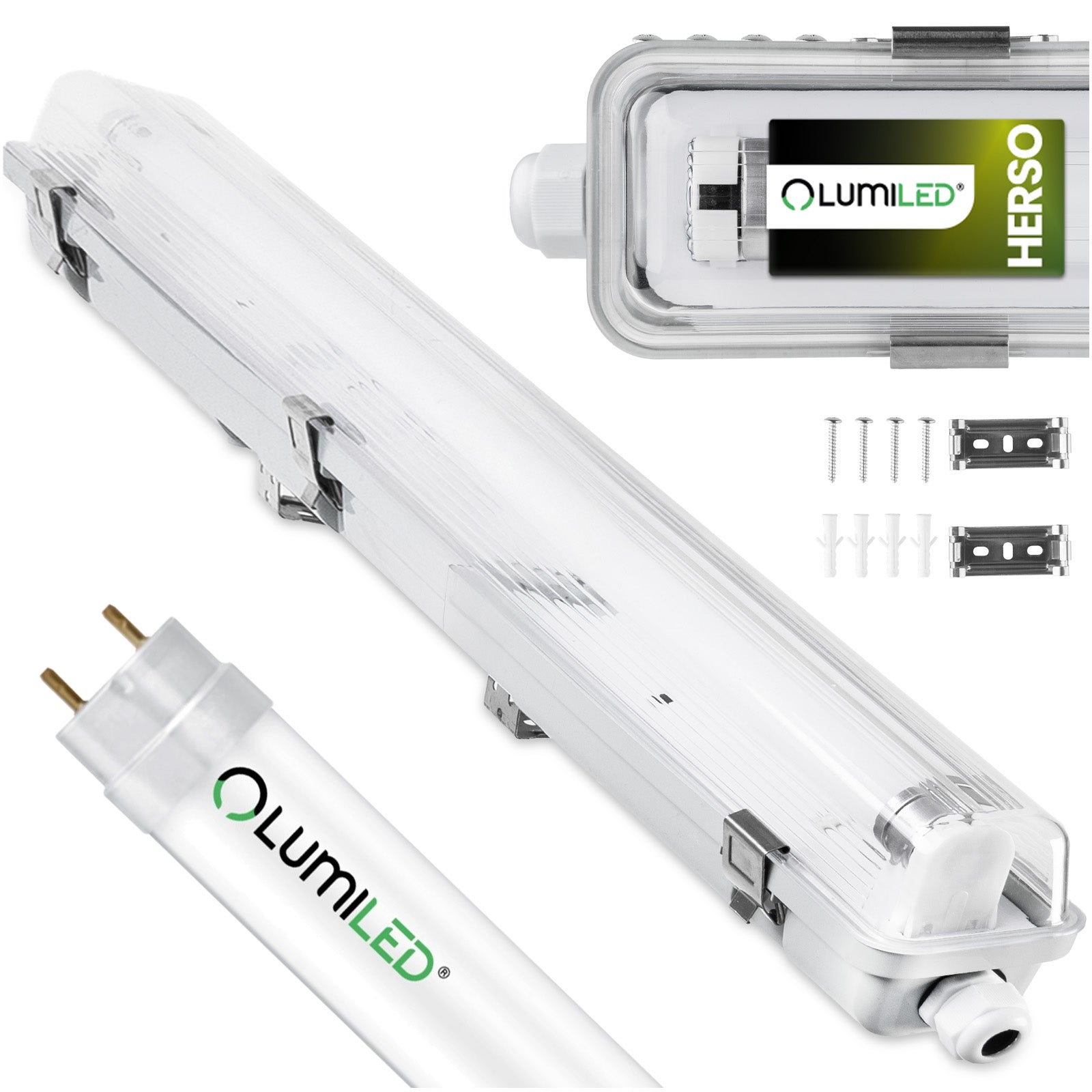 Oprawa Hermetyczna Lumiled z Odbłyśnikiem Lampa 60cm T8 G13 IP65 + 1x Świetlówka LED 9W 4000K Neutralna biel