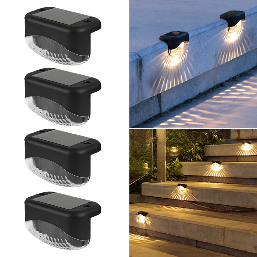 Zestaw 4 ciepłych lamp solarnych do alejek, oświetlenie zewnętrzne, wodoodporne, lampka nocna LED
