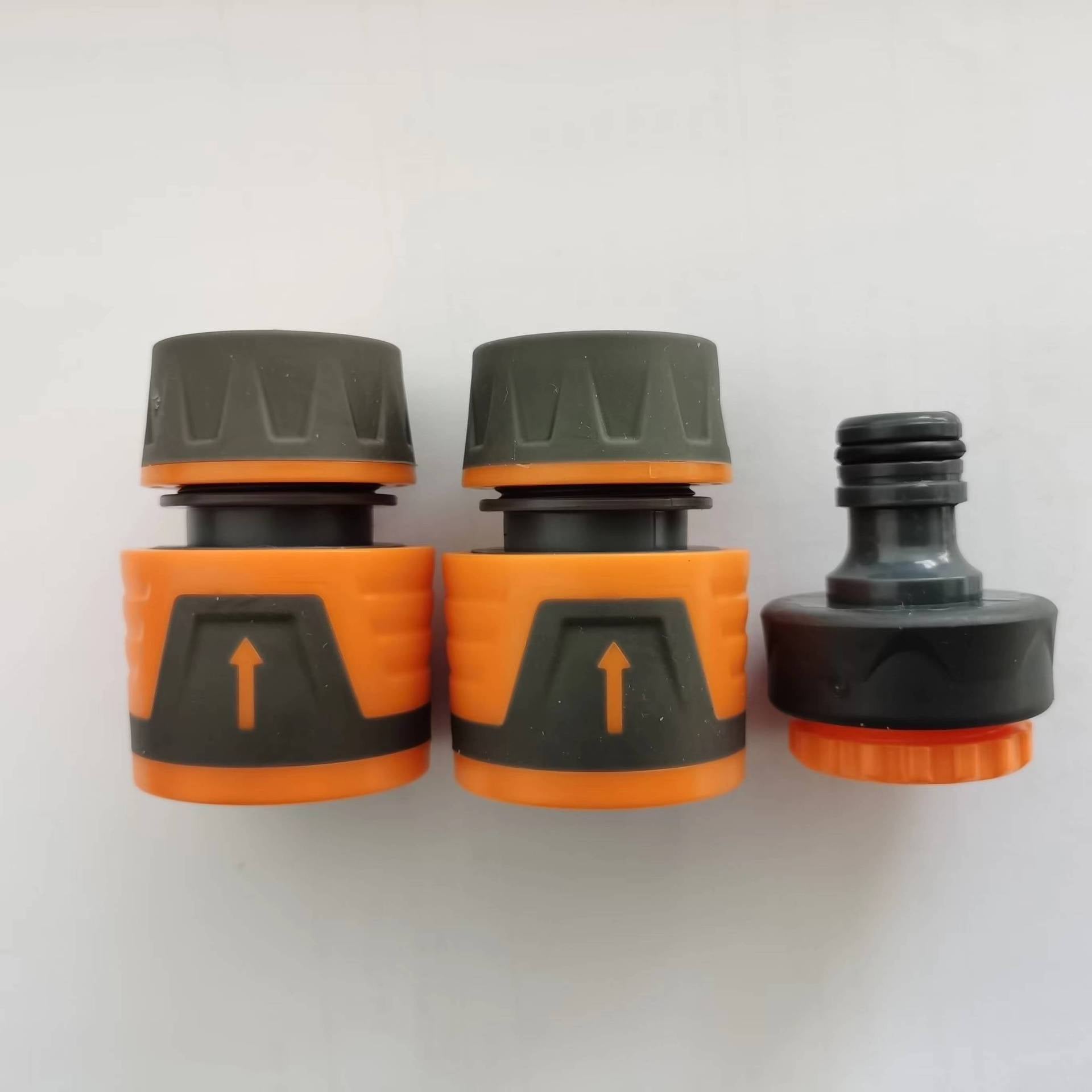 Zestaw przyłączeniowy do kranu ogrodowego/węża ogrodowego ze złączem Waterstop 1/2", szybkozłączką i złączem żeńskim Premium 3/4", szaro-pom
