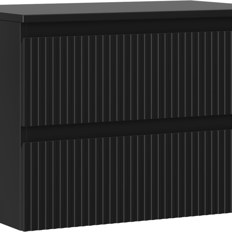 Mexen Rivel szafka łazienkowa podumywalkowa 70 cm z blatem, 2 szuflady, ryflowana , czarna mat - 91A20-07047-2-BFFC71