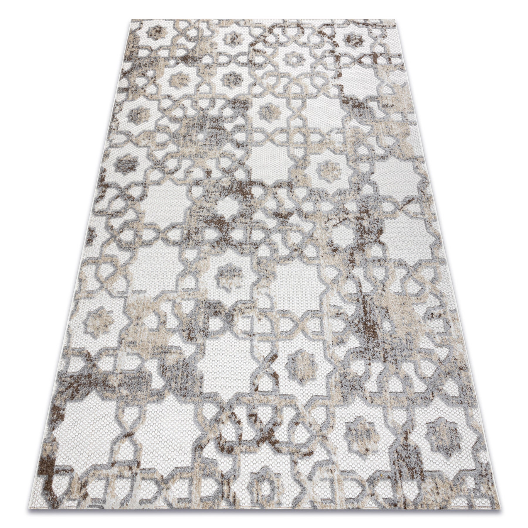 Dywan Strukturalny SOLE D3882 Ornament - płasko tkany beż / szary 160x220 cm
