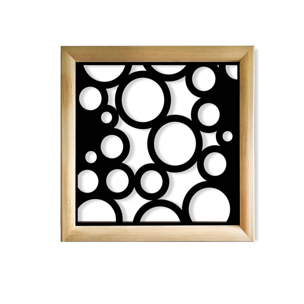 CIRCLE - Kwadratowe moduły dekoracyjne z drewna i PVC - Rozmiar 98x98 cm - Grubość 64 mm - Kolor wewnętrzny CZARNY