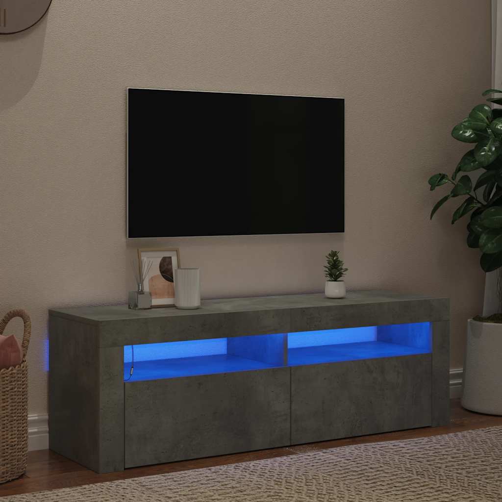 Meuble TV VidaXL z oświetleniem LED 120x35x40 cm kolor szary