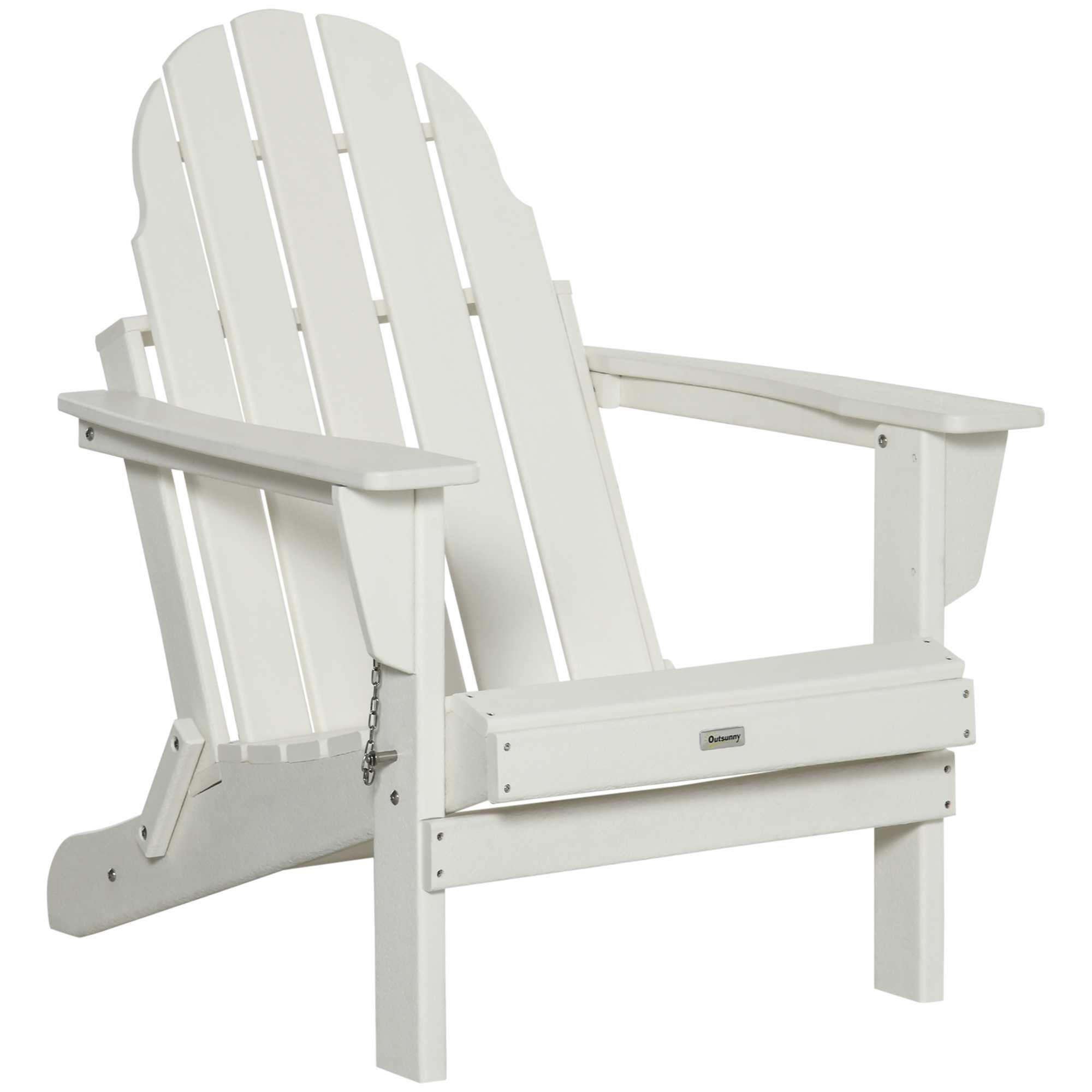 Składane krzesło ogrodowe Adirondack HDPE białe, fotel zewnętrzny, balkon taras, ergonomiczne oparcie 75x87x93 cm