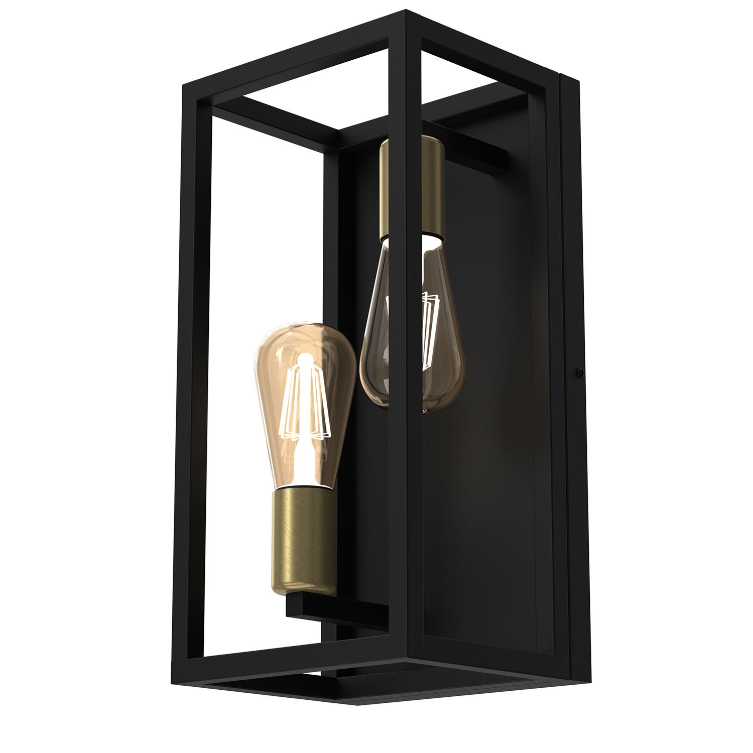Kinkiet ścienny Frame czarny mat-mosiądz antyczny - patyna 2xE27x15W wym: 40 x 20 x 17 cm metal IP20 Luminex