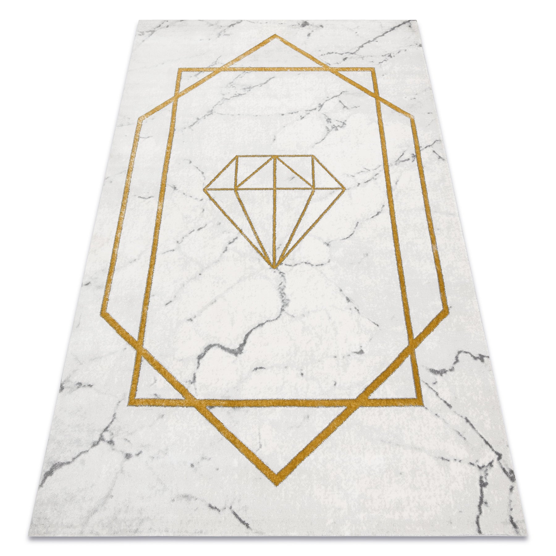 Dywan EMERALD ekskluzywny 1019 glamour, stylowy diament, marmur krem / złoty 140x190 cm