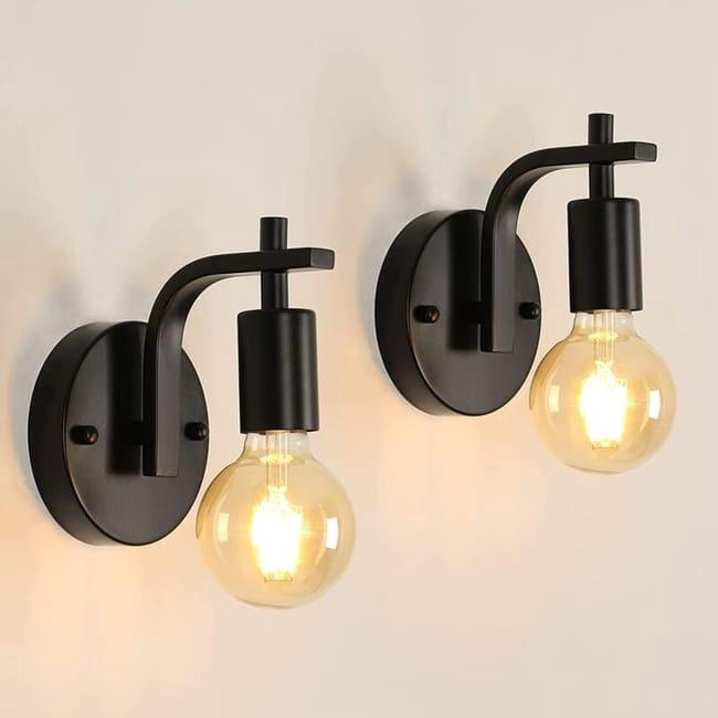 Zestaw 2 lamp ściennych do wnętrz, kinkiet metalowy w stylu vintage, lampa ścienna do wnętrz w stylu industrialnym E27 (żarówka nie jest dołączona) (S