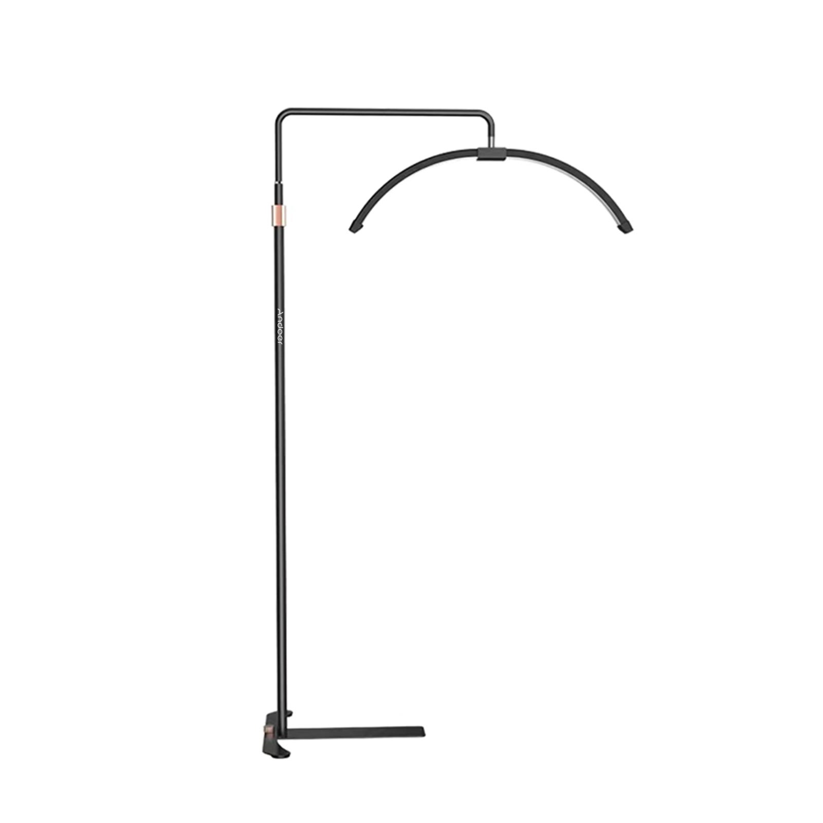 Lampa stojąca LED 36W w kształcie półksiężyca, regulowana jasnością za pomocą pilota, z metalowym stojakiem o długości 1,8 m, w kolorze czarnym