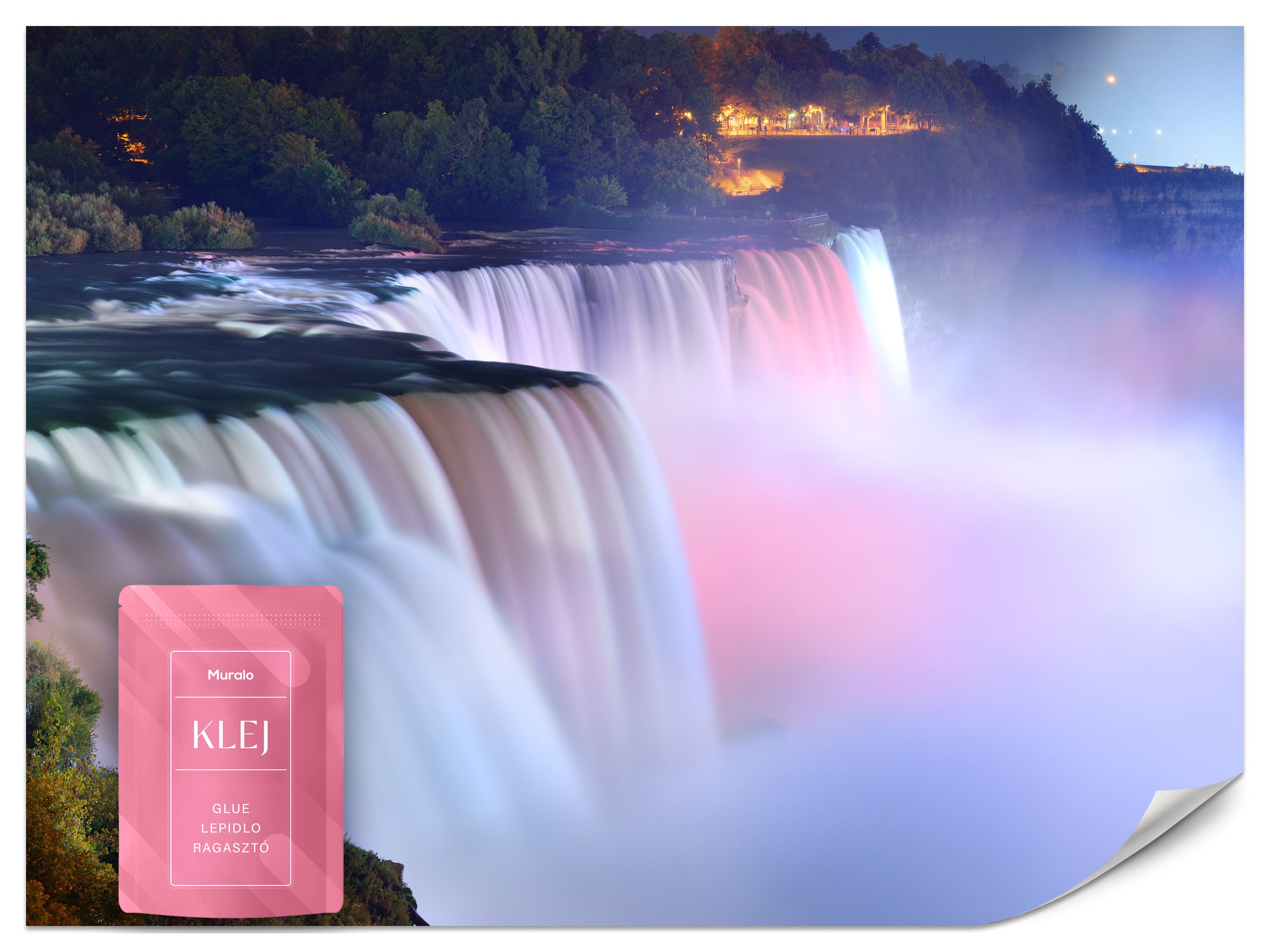 FOTOTAPETA DO SYPIALNI SALONU WODOSPAD NIAGARA ZACHÓD SŁOŃCA 3D 150x105