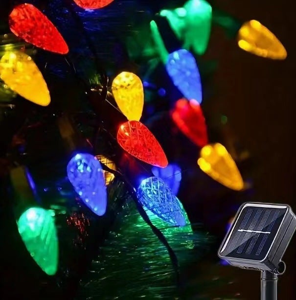 Zewnętrzna solarna lampa sznurkowa LED C6, 8 trybów, wodoodporna, 5 m, 50 LED, wielokolorowa, dekoracje świąteczne