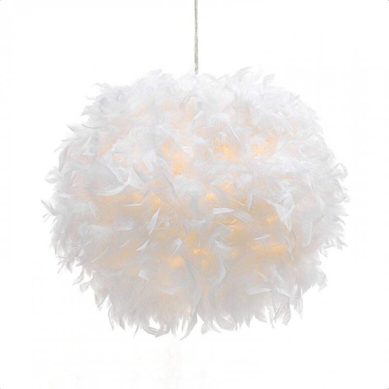 30 cm lampa wisząca Feather Ball E27 do pokoju dziecięcego, salonu, biała