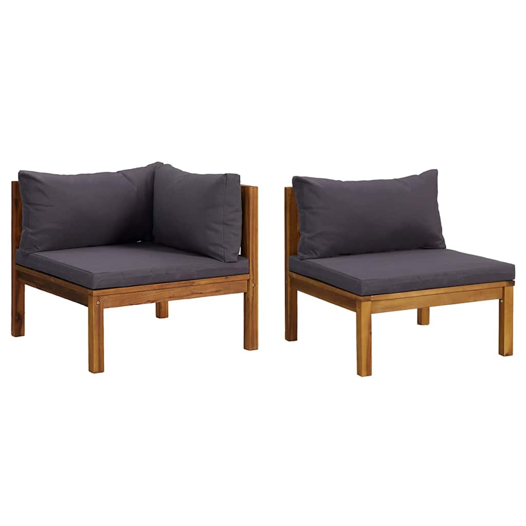 Sofa Ogrodowa Modułowa 2-Osobowa Drewniana z Szarymi Poduszkami na Taras