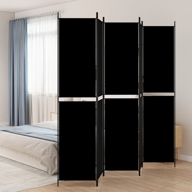 Parawan 5-panelowy, czarny, 250x220 cm, tkanina vidaXL
