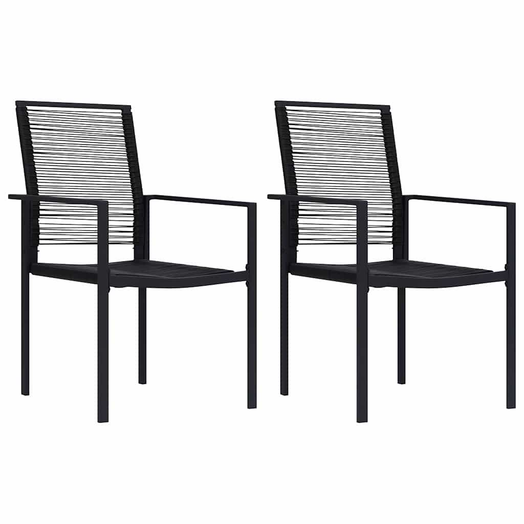 2x Krzesło Ogrodowe Czarne z Rattanu PVC z Podłokietnikami