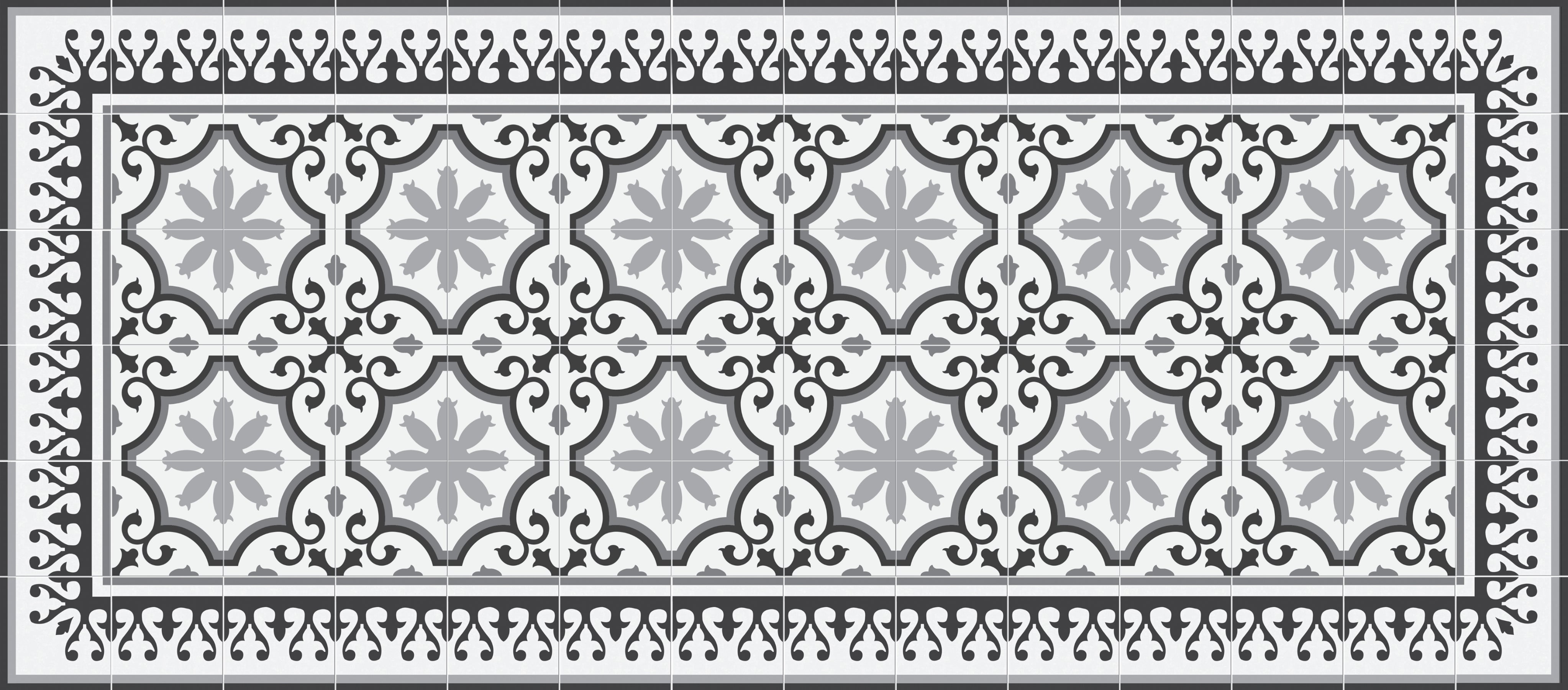 Dywan winylowy Parisian 66x150 cm - antypoślizgowy PVC, winylowy do kuchni lub salonu, zmywalny, styl hydrauliczny, szary