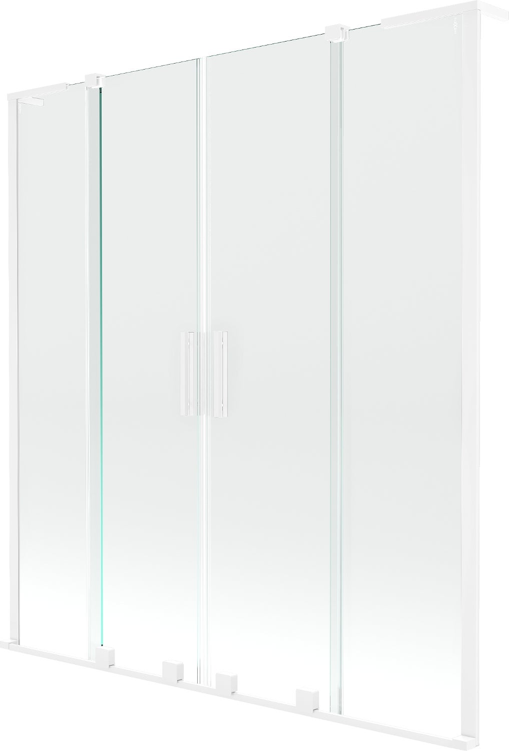 Mexen Velar L Duo parawan nawannowy 2-skrzydłowy rozsuwany 160 x 150 cm, transparent, biały - 896-160-003-02-20