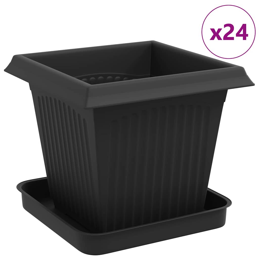 Doniczki 24 pcs Czarny 16 x 16 x 14 cm Z tworzywa sztucznego