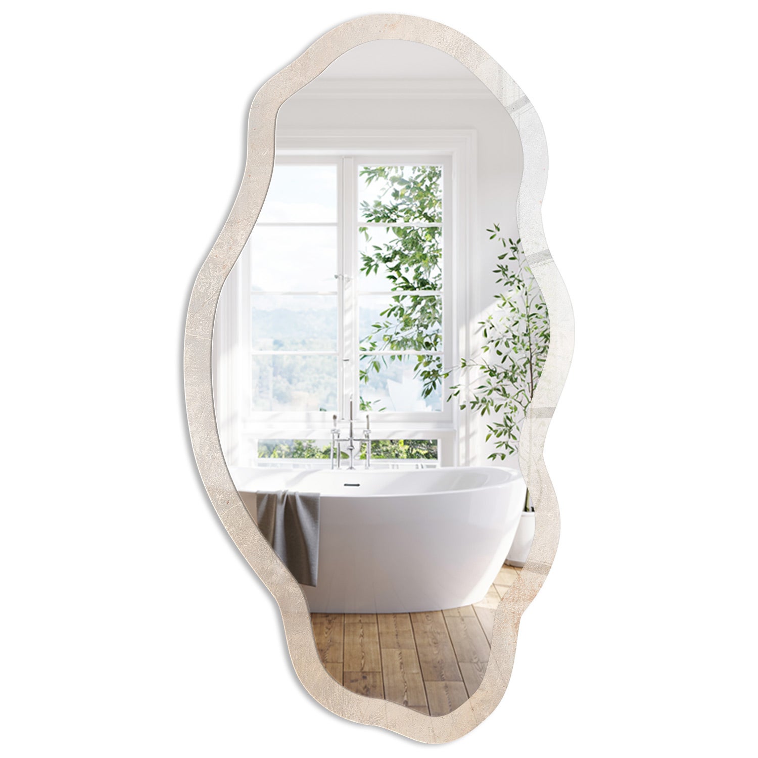 Lustro o Organicznej Formie | Rustykalna elegancja | 52x97 cm | ArtPrintCave