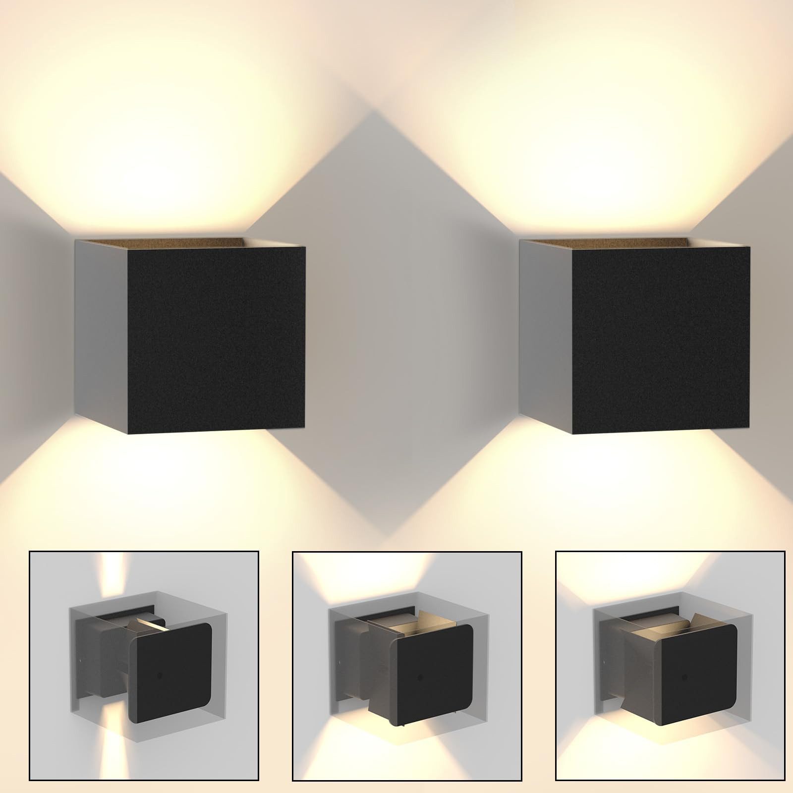 ZMH Czarna lampa ścienna LED - nowoczesna lampa ścienna zewnętrzna do sypialni
