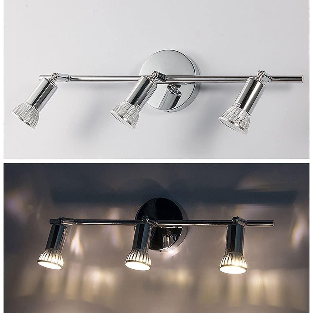 Lampa Sufitowa LED, Plafon z 3 Żarówkami, Reflektor Sufitowy GU10, Obrotowy Reflektor 330°, Kinkiet z Żarówkami, Ciepłe Białe Światło