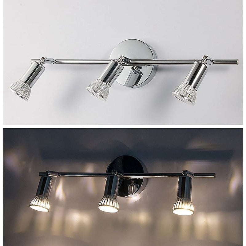 Lampa Sufitowa LED, Plafon z 3 Żarówkami, Reflektor Sufitowy GU10, Obrotowy Reflektor 330°, Kinkiet z Żarówkami, Ciepłe Białe Światło