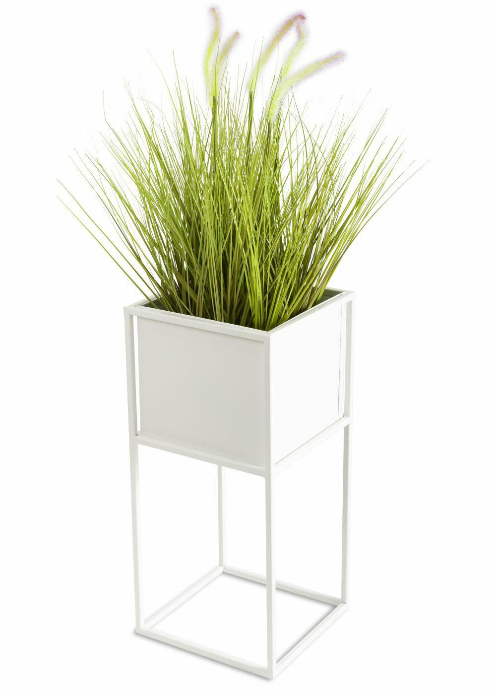 Kwietnik stojący metalowy HowHomely biały loft industrialny 50x24x24 cm 1 szt.