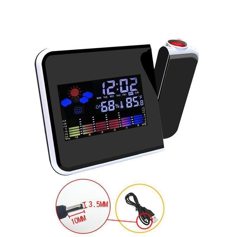 Cichy elektroniczny zegar LED z lampką nocną, wyświetlaczem temperatury i wilgotności, kolorowym ekranem, projekcją prognozy pogody, s