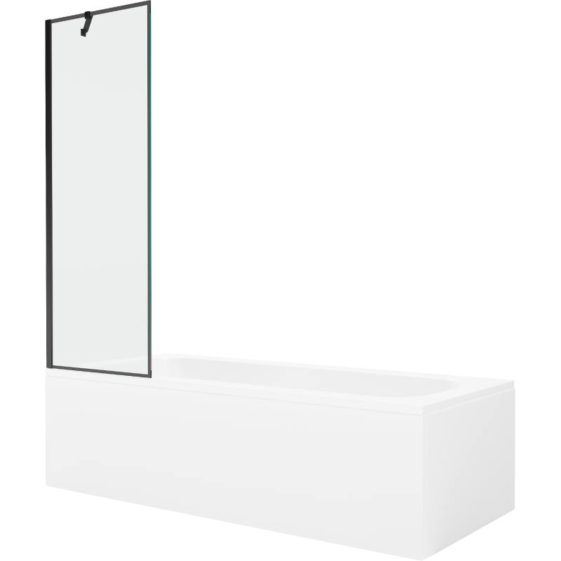 Mexen Vega wanna prostokątna 170 x 70 cm z obudową i parawanem 1-skrzydłowym 60 cm, czarny wzór - 550117070X9506007070