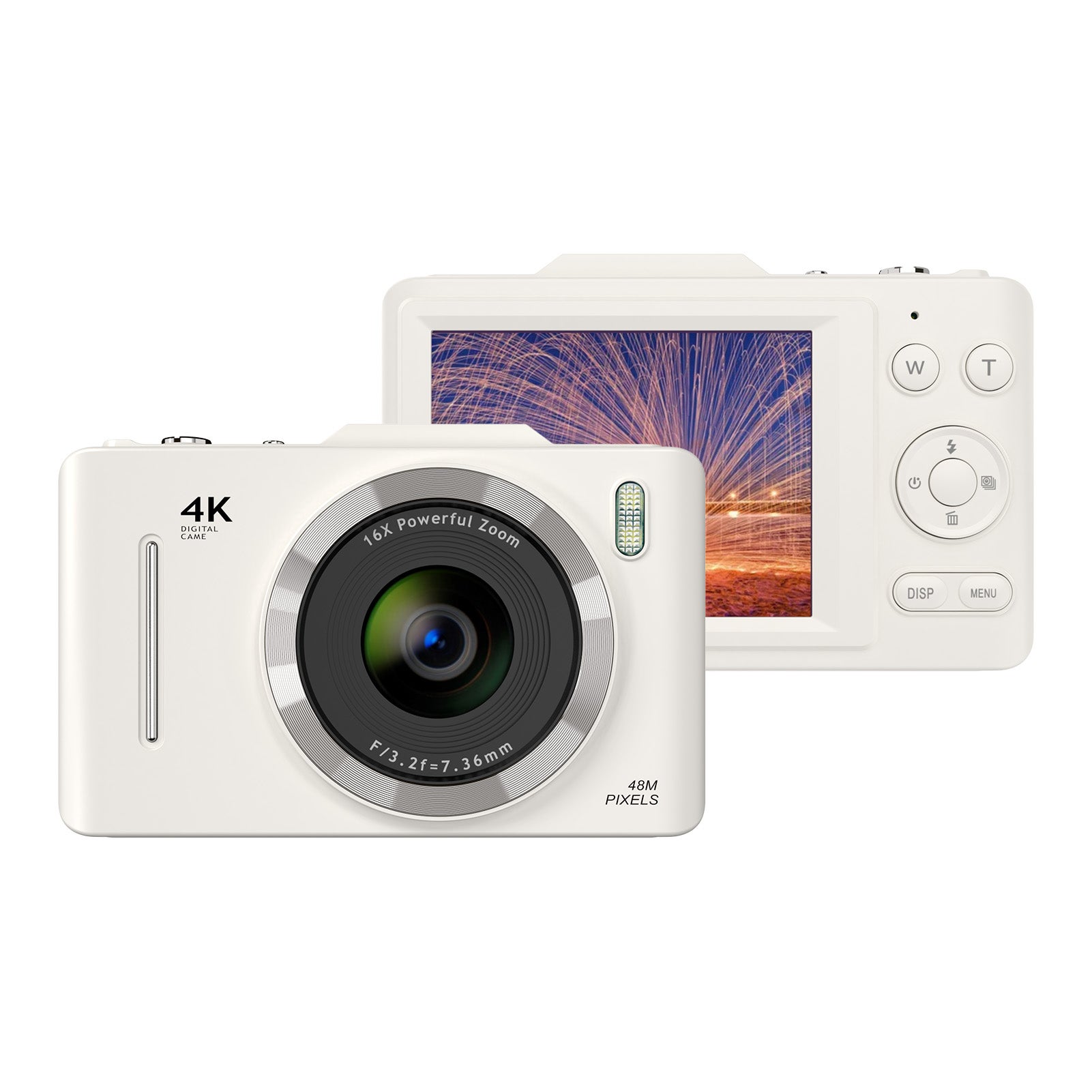 Cyfrowy aparat fotograficzny 4K, kamera wideo, 48 MP, 2,8-calowy ekran IPS, antywstrząsowy, 16-krotny zoom, wbudowana lampa błyskowa, bateria