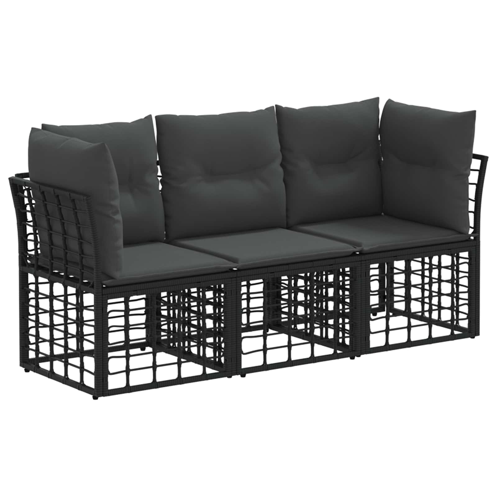 Sofa Ogrodowa Modułowa 3-Osobowa Metalowa Czarna na Taras