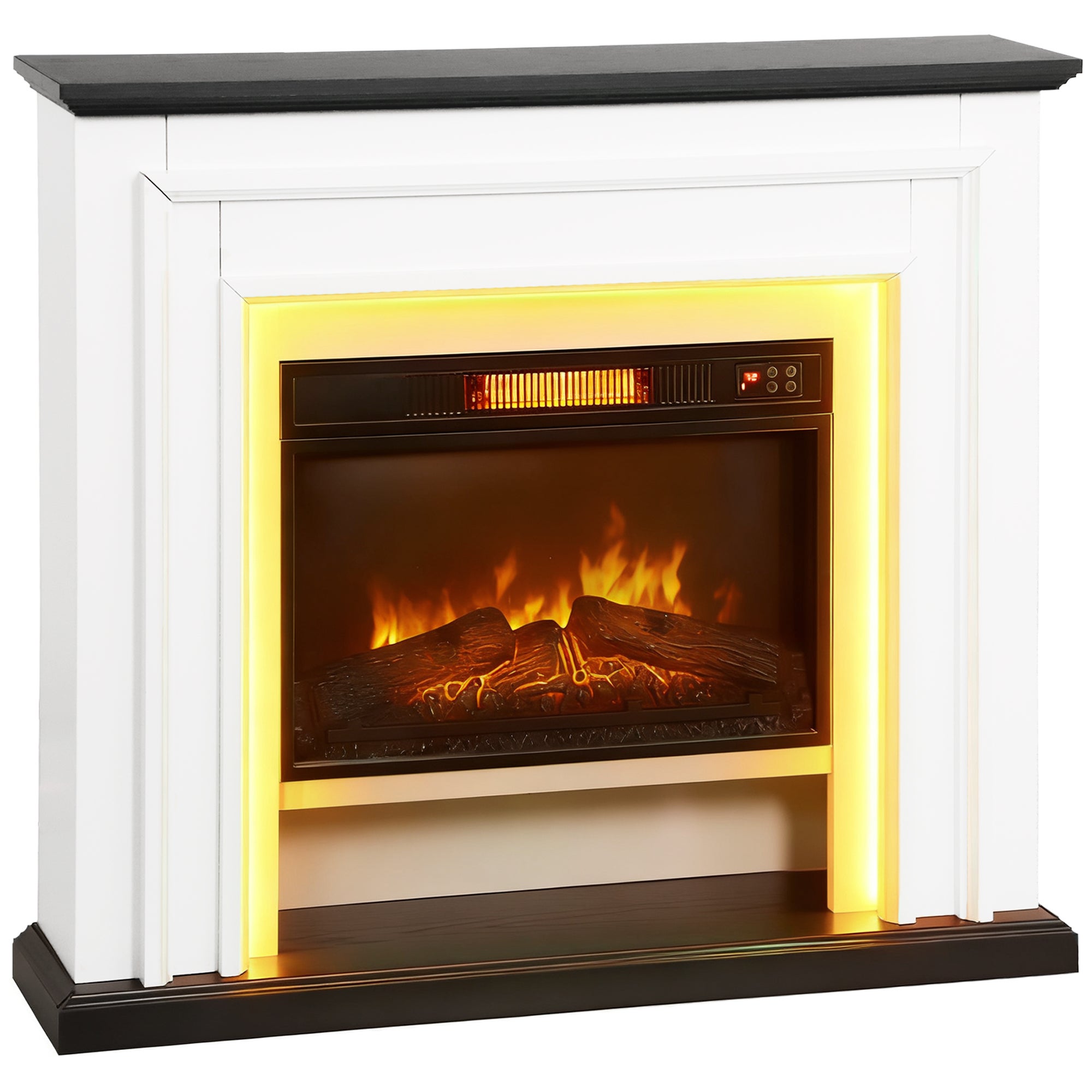 Kominek elektryczny 1800W, dekoracyjny kominek z oświetleniem LED RGB, efekt płomienia, kominek kominkowy, 105 x 27 x 97 cm, czarny