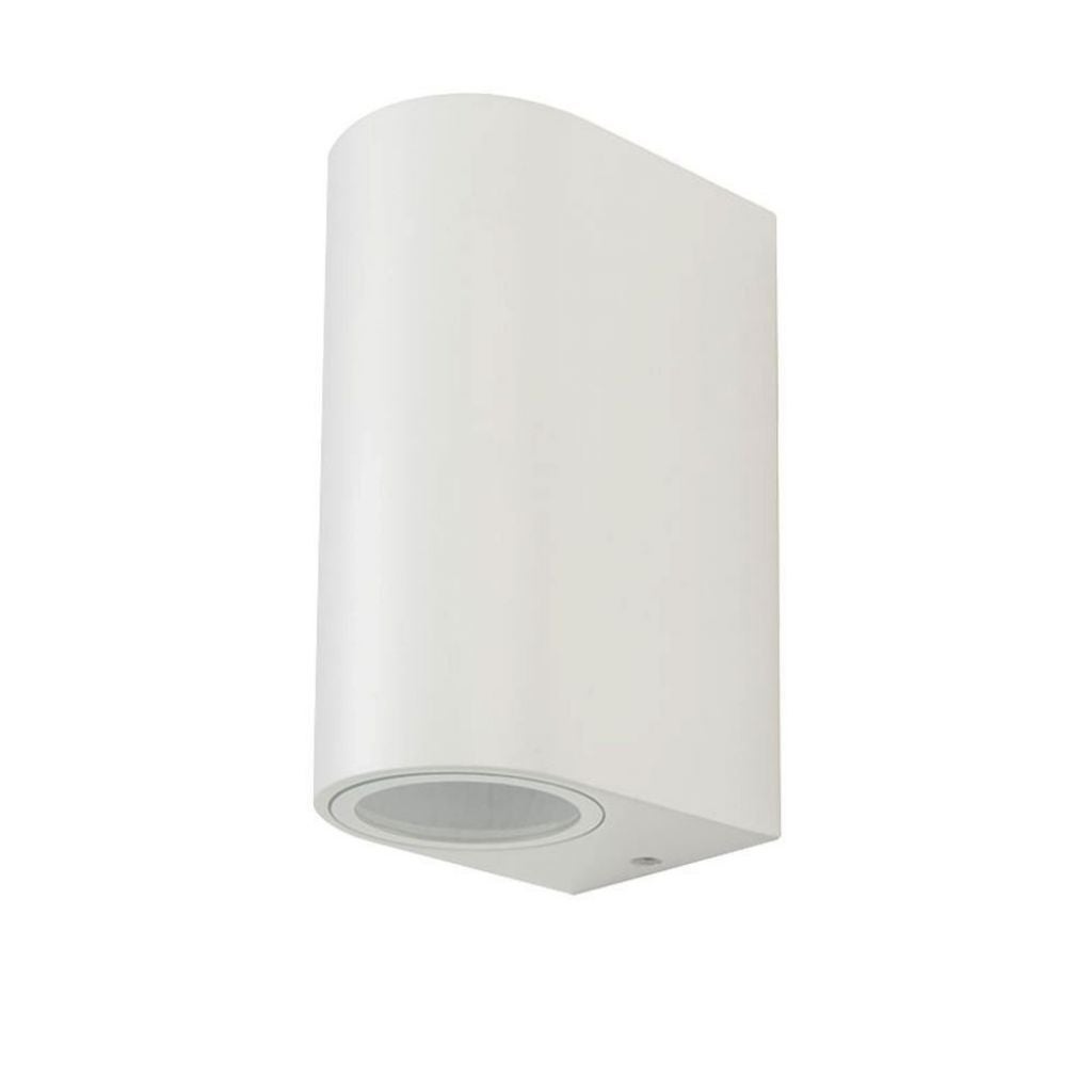 2*GU10 i GU5.3 (MR16) Zaokrąglona oprawa ścienna LED w kolorze białego aluminium IP44
