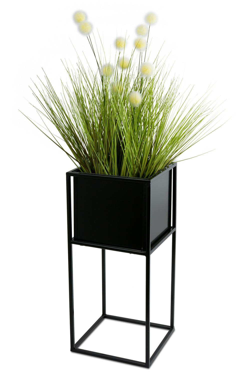 Kwietnik stojący loft HowHomely metalowy czarny 50x24x24 cm 1 szt.